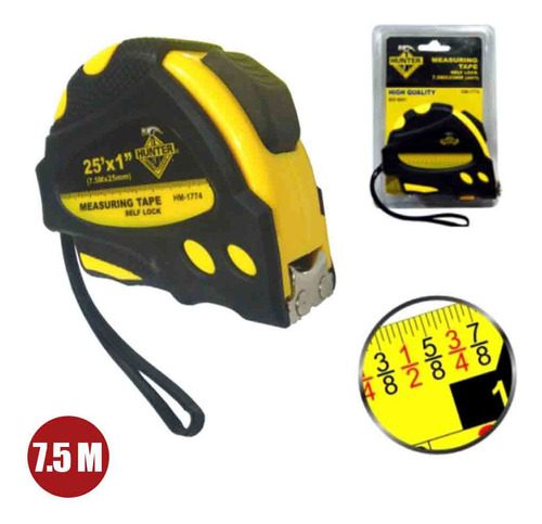 Cinta Métrica Hunter Profesional De De 7.5m X 25mm