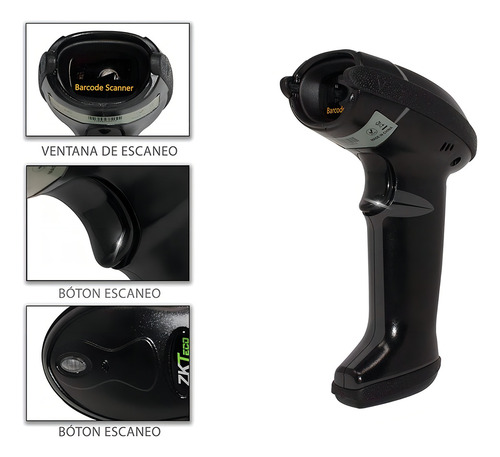 Leitor de código de barras ZKTeco ZKB103 1D preto