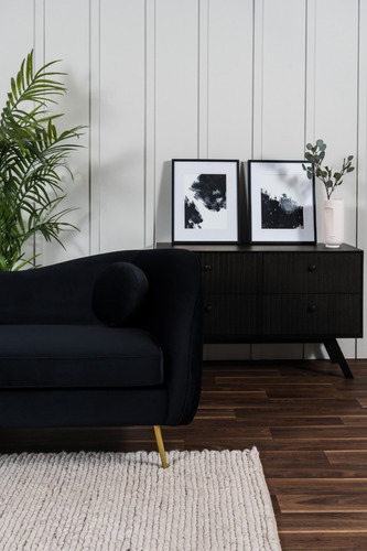 Sofá Salas Modernas Minimalistas Sillones Retro Lounge Color Negro