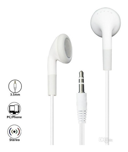 Auriculares 3.5 Mm Stereo Blancos Para Mp3/4 Etc