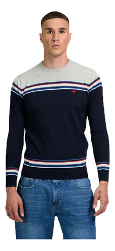 Sweater Pullover Rayado Algodón Moda Hombre Mistral 40051-12