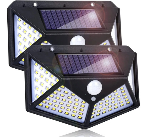 Aplique Focos Solares X2 100 Led Con Sensor De Movimiento