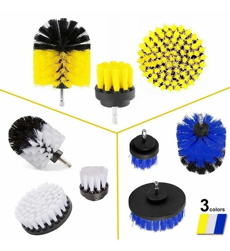 Imagen 3 de 10 de Set De 12 Cepillos Taladro Tapiz Limpieza Automotriz Hogar