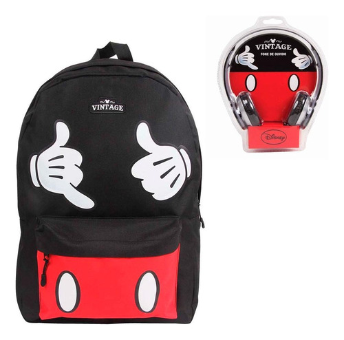 Mochila De Costas Mickey Mouse Vintage Pt  Fone - Dmw