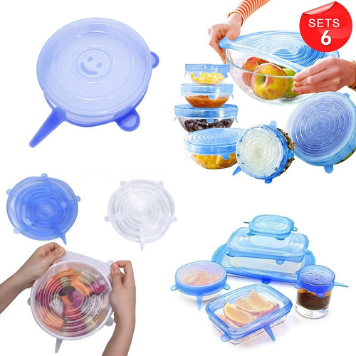 Juego X6 Tapas Silicona The Kitchen Flexibles Reutilizables