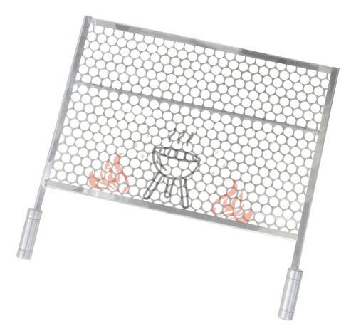 Grelha Para Churrasco Inox Tela Moeda - 57x40 Cabo Alumínio 