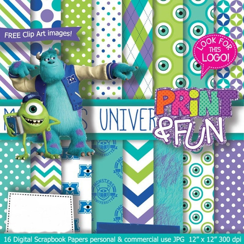 Kit Imprimible Pack Fondos Monsters University Clipart 119