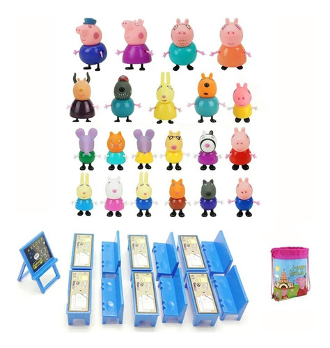 35 Piezas Peppa Pig Familia Figuras Juguetes Regalo