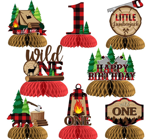 Decoraciones De Primer Cumpleaños De Lumberjack 8pcs Wild De