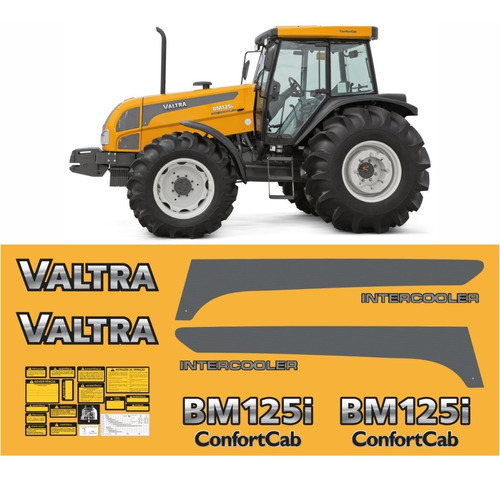 Kit Adesivos Faixas Etiquetas Trator Valtra Bm125i Bm 125i