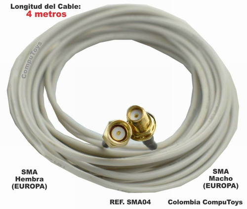 Imagen 1 de 6 de Cable Extensor Sma (europeo) 4 Mts Ref: Sma04 Computoys Sas