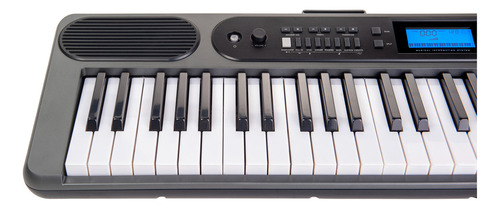 Kit Teclado Musical Kobe Kb-400 61 Teclas Sensíveis Completo Cor Cinza