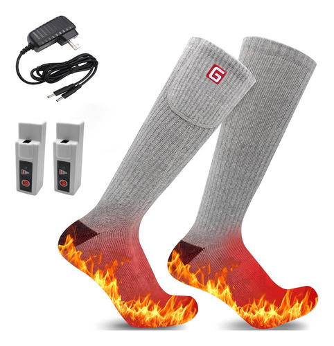 Calcetines Térmicos Eléctricos Recargables Winter Con 3 Ajus Gris Diseño De La Tela Talle