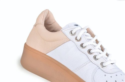 Zapatillas Urbanas De Mujer De Cuero Cordones Klama -ferraro