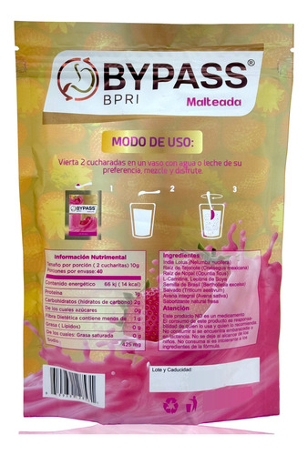 Bypass Malteada Sabor Fresa 400 G Bpri.