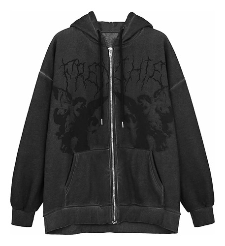 Sudadera De Manga Larga Con Cierre Y Estampado Gráfico -