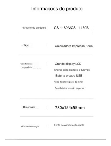 Calculadora De Mesa Com Bobina 12 Digitos Impressão Bivolt
