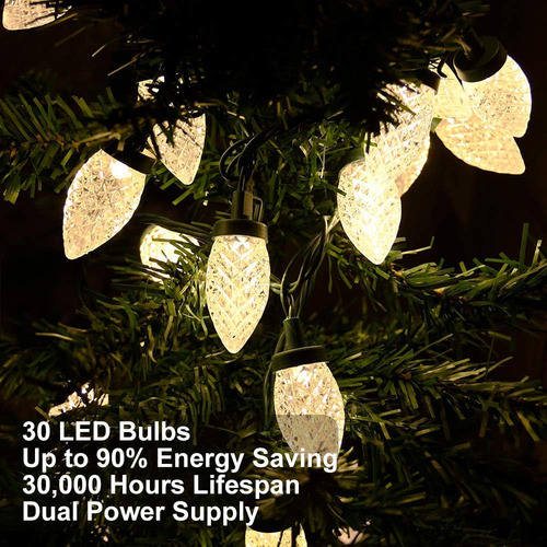 Luces De Navidad Led C7 - Luces De Cuerda De Navidad Con Bat