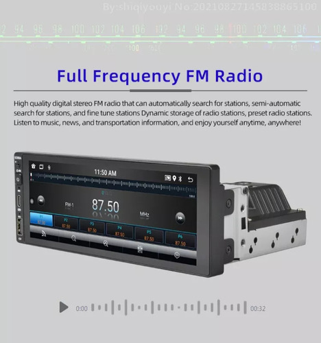 Radio Auto Android Carplay Wifi 2 Din 6.9'' 2 Gb Ram 32 Gb