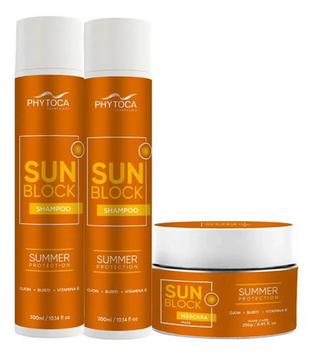 Kit Phytoca Sun Block 2 Shampoos 300ml + Máscara 250g