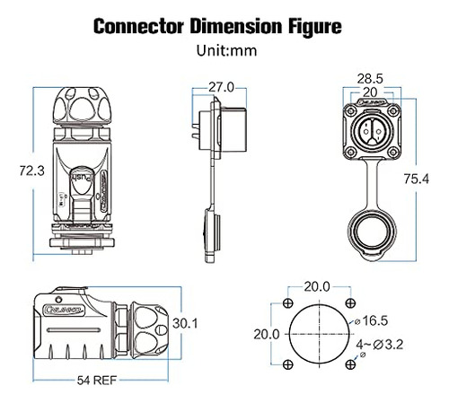 Conector De 2 Pines, Conector A Prueba De Agua, Alimentación