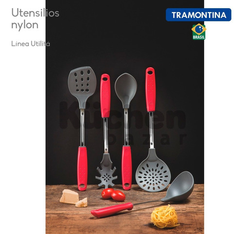 Imagen 4 de 10 de Cuchara Para Pasta Nylon Utensilio Tramontina Utilita Cocina