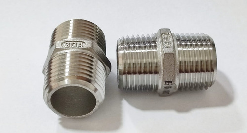 Jgo De 10 Niples Con Tuerca Hexagonal De 1/2 Inox T304