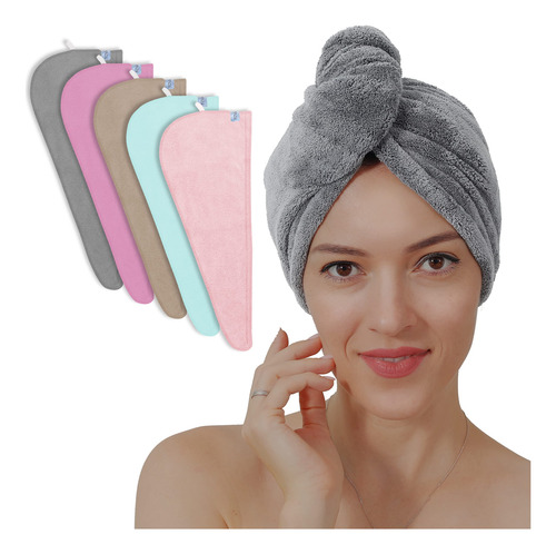Tenstars Toalla De Microfibra Para El Pelo (gris+rosa+marrón