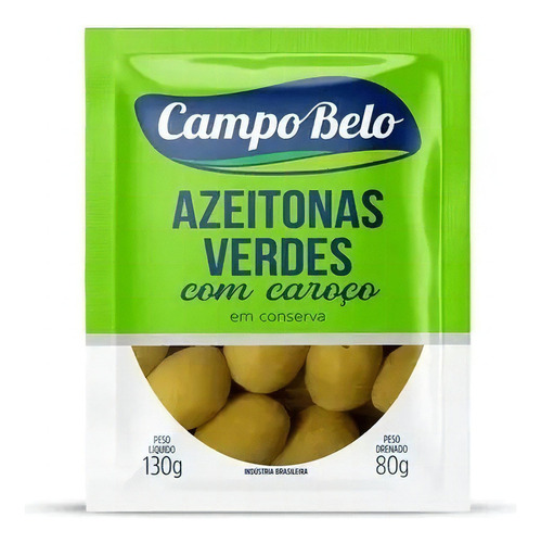 Azeitona Verde Com Caroço Conserva Campo Belo Peso Líq. 130g