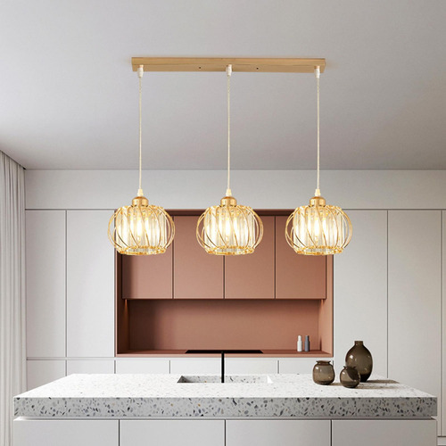 Lámpara Colgante De Cristal De 3 Luces Moderna Ajustable