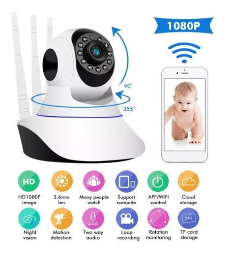Cámara Bebe Inalámbrica Vigilancia Visión Nocturna Wifi Hd