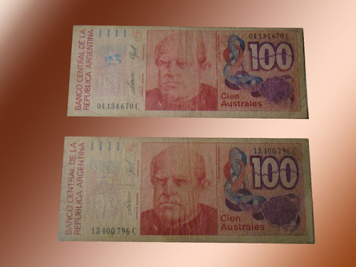 2 Billetes De 100 Australes De Argentina-lote