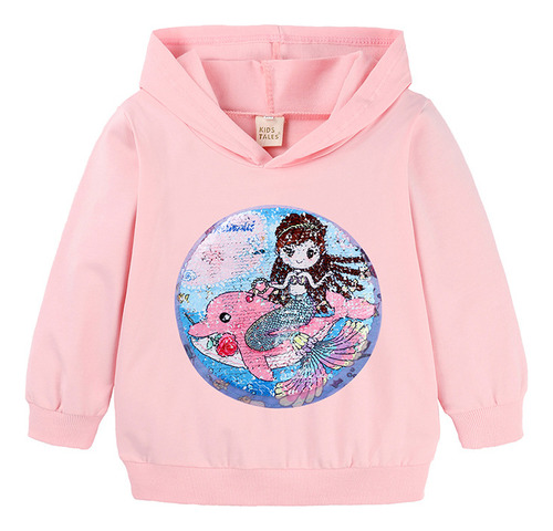 Sudadera Con Lentejuelas De Sirena Para Niñas, 2 Colores