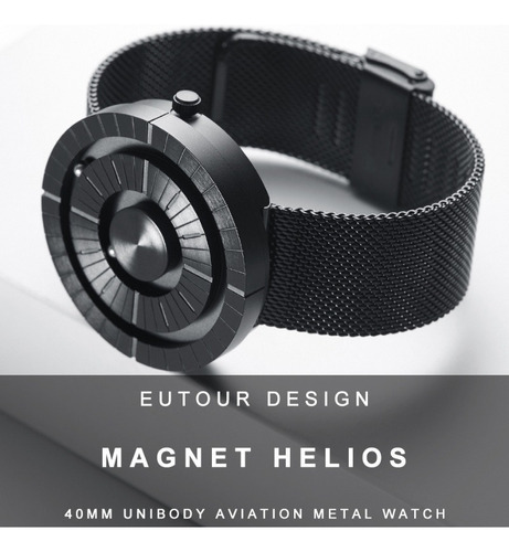 Relojes De Cuarzo De Lujo Para Hombre Eutour Stainless Color De La Correa Mesh Belt Black