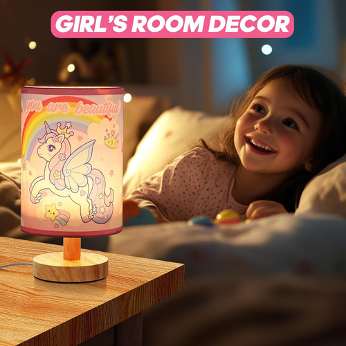 Lámpara De Mesita De Noche De Unicornio, 3 Colores Regulable