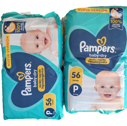 Pañales Pampers Baby Dry. Talle P. Dos Paquetes.