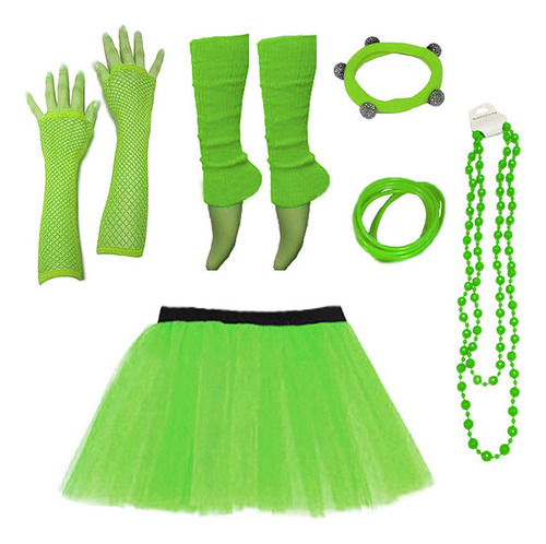 D Accesorios De Disfraz Faylapa 80s Fancy Outfits, Bailes De Disfraces, Collares, Guantes, Faldas