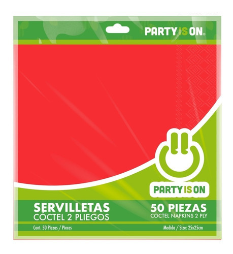 50 Pzas Servilletas De Papel Party Is On Color Rojo