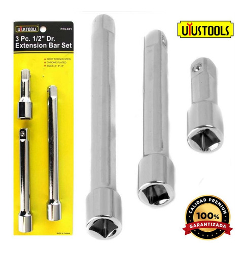 Extensión Para Llave O Ratchet 1/2 3 Piezas Tamaño 3 6 8 Pul