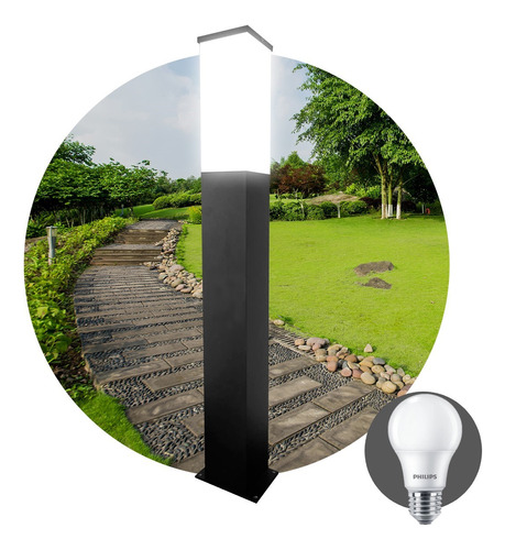 Farol Columna Piso Sendero Exterior Jardin G900 + Lampara