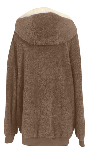 Chamarra Holgada Con Cremallera Y Capucha Para Mujer, Talla