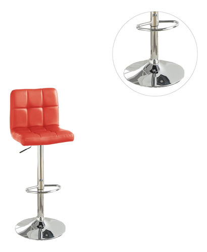 Poundex Adjustable Height & Swivel Barstool In Red Faux