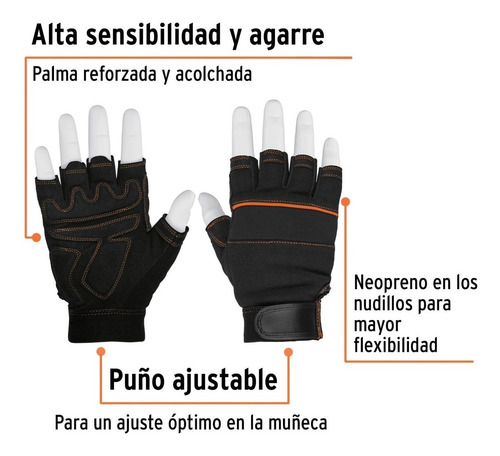 Guante Mecánico 1/2 Dedo Palma Corto Truper - Fc