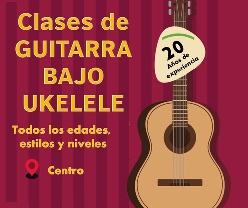 Imagen 1 de 8 de Clases De Guitarra, Ukelele, Bajo. Cursos Todo El Año
