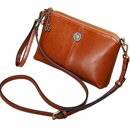 Cartera De Cuero Para Mujer Embrague Bolso Bandolera Bolso