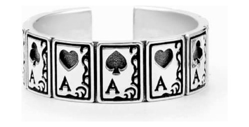 Anillo Buenas Suerte Cartas Casino Plata 925 Ajustable