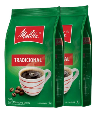Kit 2 Café Torrado Moído Tradicional Mellita 500g Pó De Café