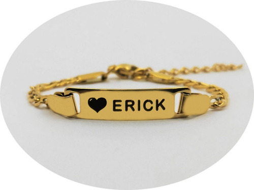 Imagen 1 de 9 de Pulsera Bebé Acero Personalizada Grabado Láser 1169