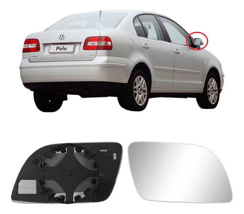 Lente Retrovisor Direito Vw Polo Sedan 2002 A 2007