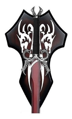 Espada Medieval Dragon Acero Rojo Con Dagas Demontables Base